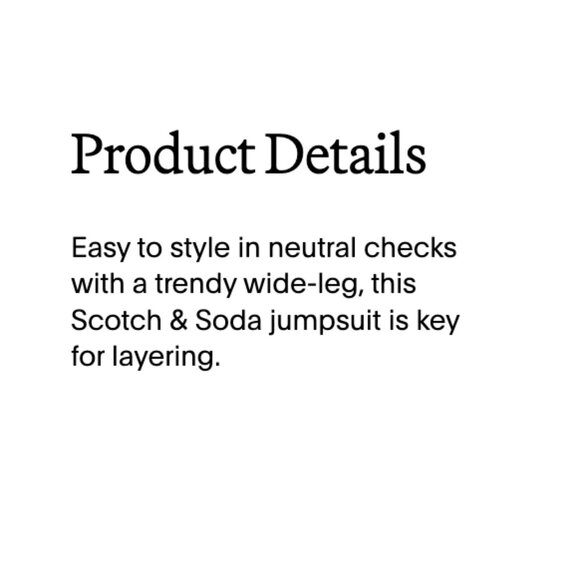 Scotch and Soda Wide Leg Check Jumpsuit XS - Picture 7 of 8